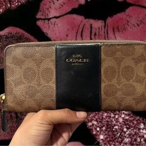 Coach Brown and Black Zip Wallet